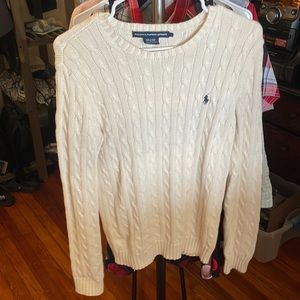 White knitted sweater